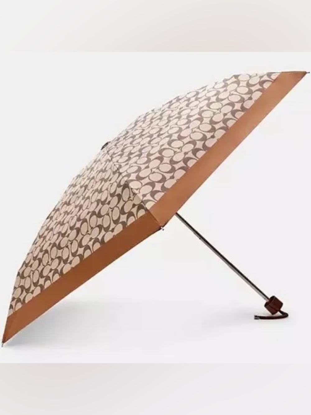 Coach Compact Umbrella in Beige and Brown New unused